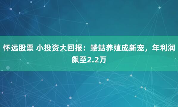怀远股票 小投资大回报：蝼蛄养殖成新宠，年利润飙至2.2万